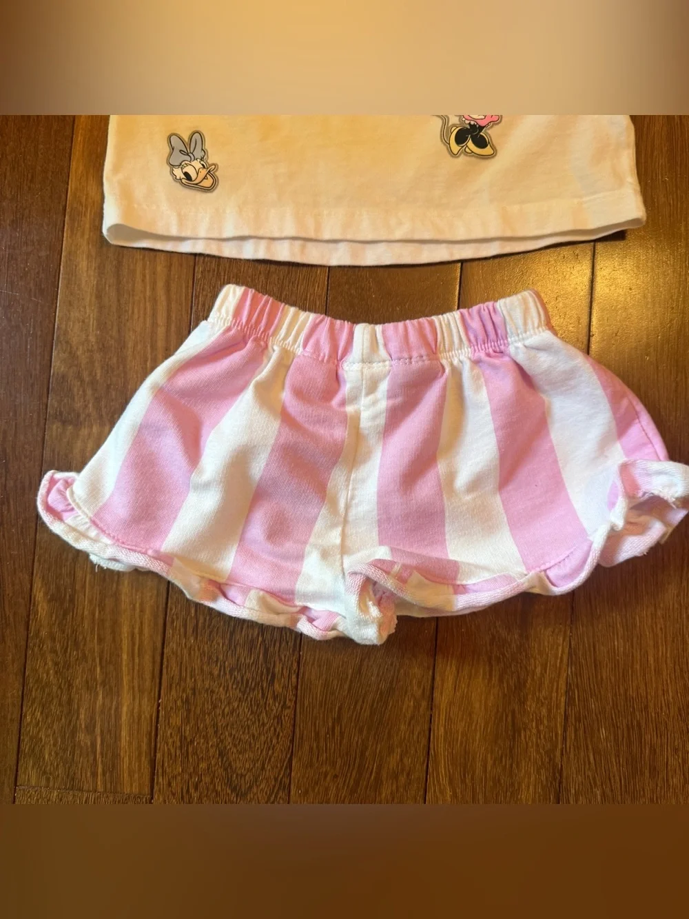 Zara Minnie & Daisy Pink Graphic Tee and Striped Shorts Set Size 1.5 yrs